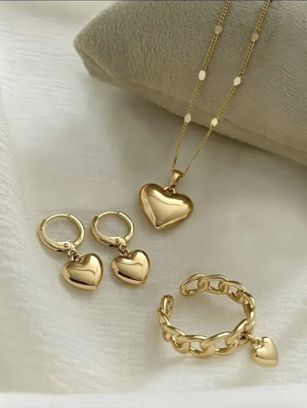 4pc set -Heart Necklace,Earring,Ring Set - Picture 2 of 4
